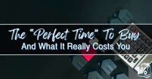 Blog title text over an image of a calculator and and simulated houses with one being red to insinuate “the one”