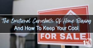 A for sale sign indicating a home available for purchase with two individuals out of focus in the background looking at the home