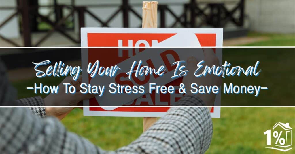 The arms of a person shown changing a for sale sign to “sold” with blog title overlaying the entire image